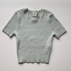 Abercrombie & Fitch Light Green Ribbed Knit Top